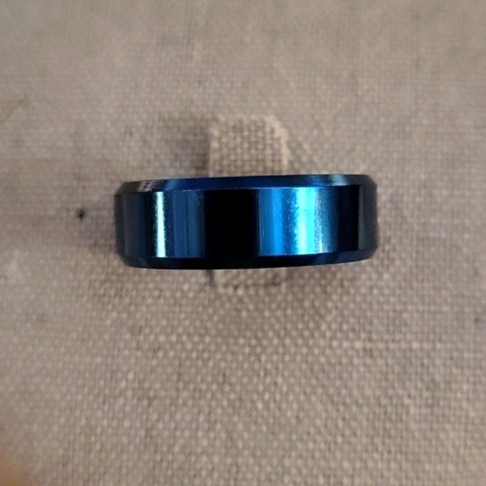 Blue Metallic Stainless Steel Wedding Band Size 13